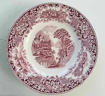 Castillo by Petrus Regout & Co Maastricht Red Transferware Bowl 9.25'' + Hanger