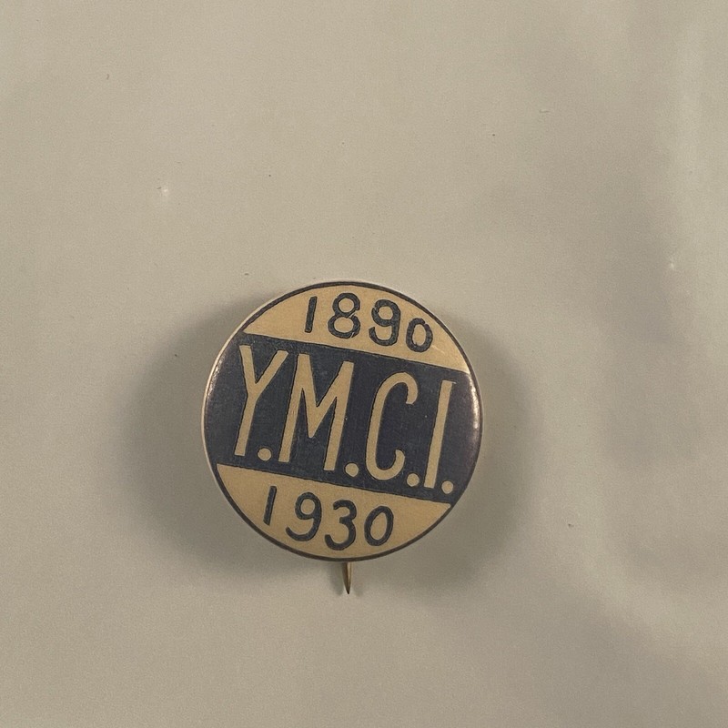 Y.M.C.I. 1896-1930 Button Pin Blue White .75"Dia