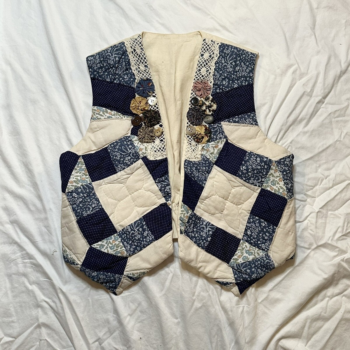 American Vintage Handmade Quilted Vest Size Medium | eBay