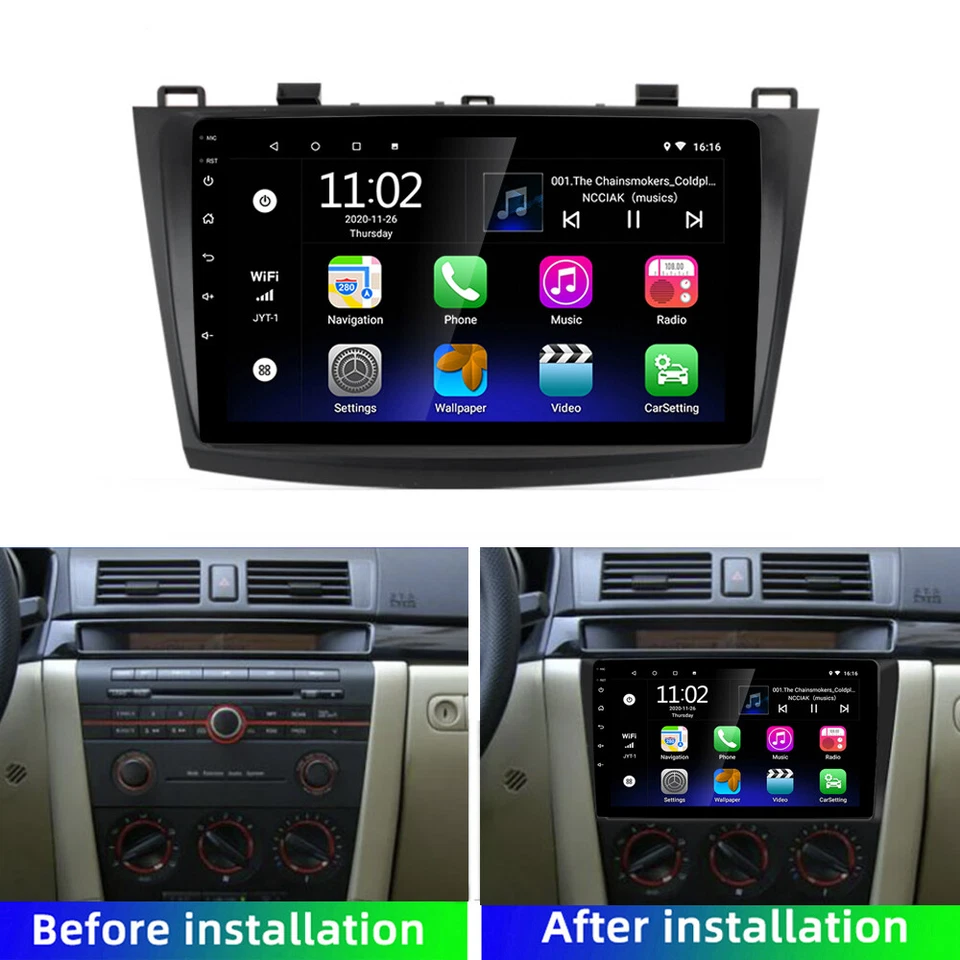 Radio estéreo de coche inalámbrico Carplay 4-64G Android 13 para Mazda 3 2010-13 Wifi GPS Foto 4 de 4