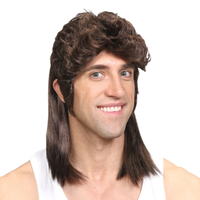 Braune Mullet Hillbilly KostüM PerüCke Weich Rock Heavy Metal 70S 80S Neu