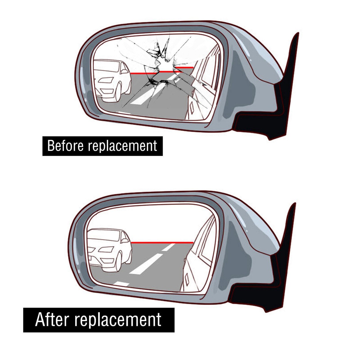View Mirror Glass For 2007-12 Nissan Altima Driver Left Side Flat LH 4152