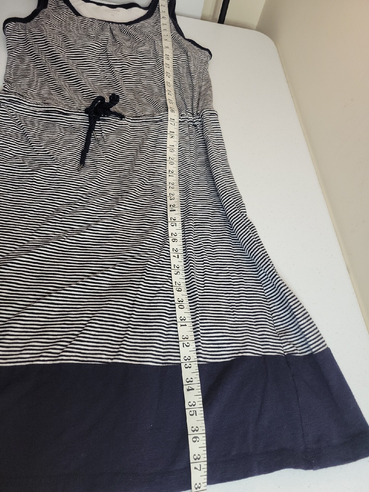 Talbots Navy Blue Striped Drawstring Sleeveless T… - image 5