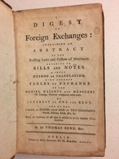 RARE 1795 Digest of Foreign Exchanges, Thomas BOND, Dublin Ireland imp, America