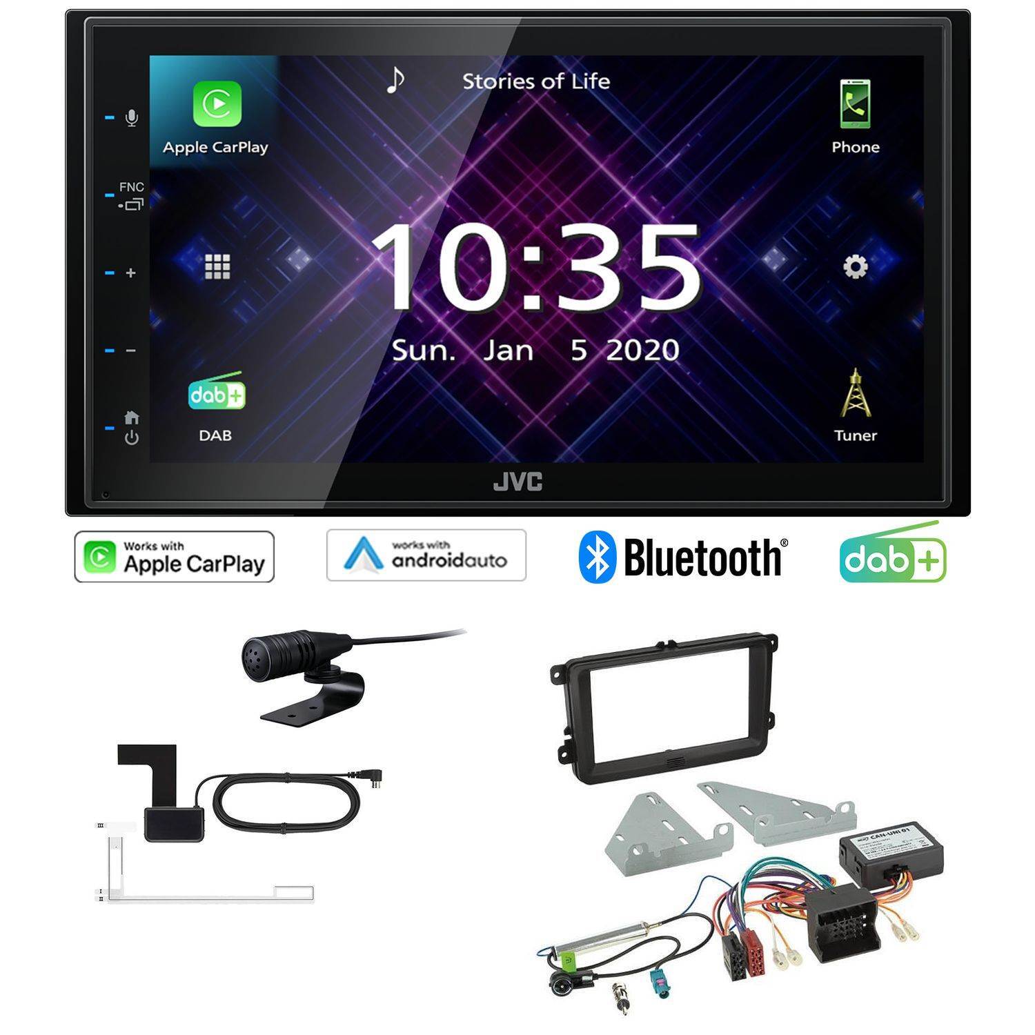 Autoradio JVC con Apple CarPlay e Android Auto per VW Beetle