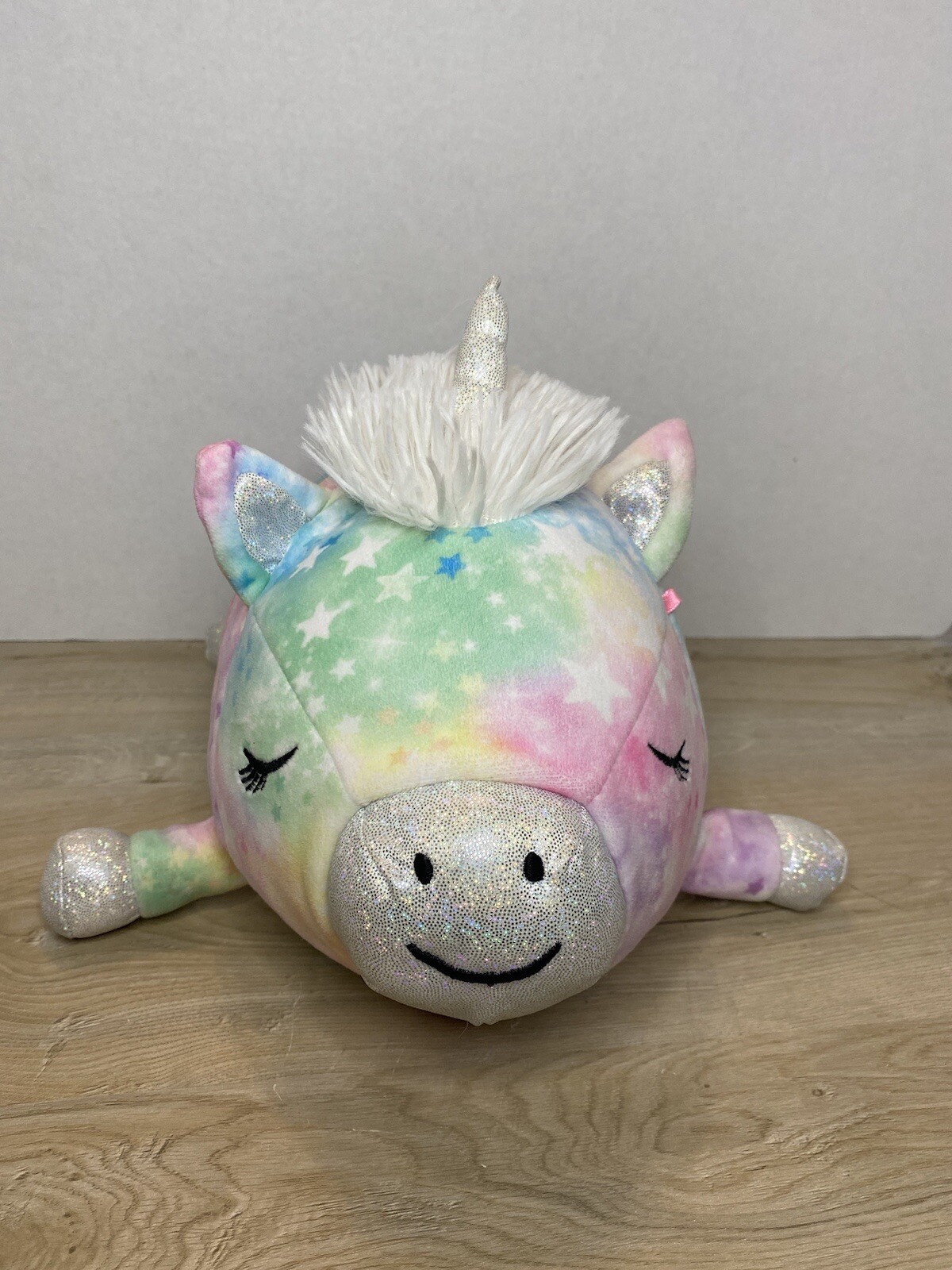 Squishmallows 12in Sleeping Pig Unicorn Plush in Tie Dye Starry Design
