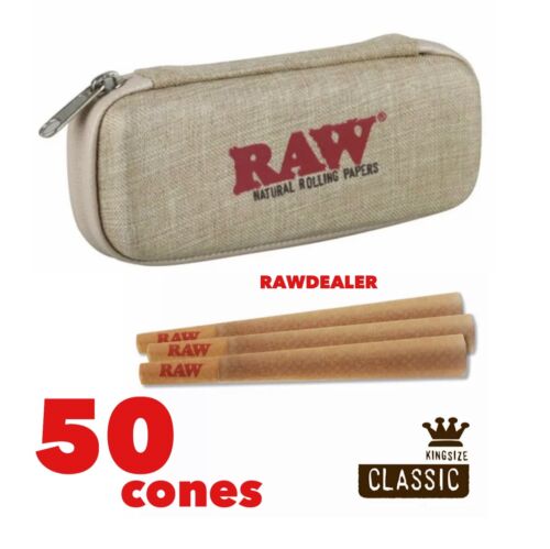 RAW classic king size pre rolled cone(50PK)+raw cone wallet zipper case - Foto 1 di 6