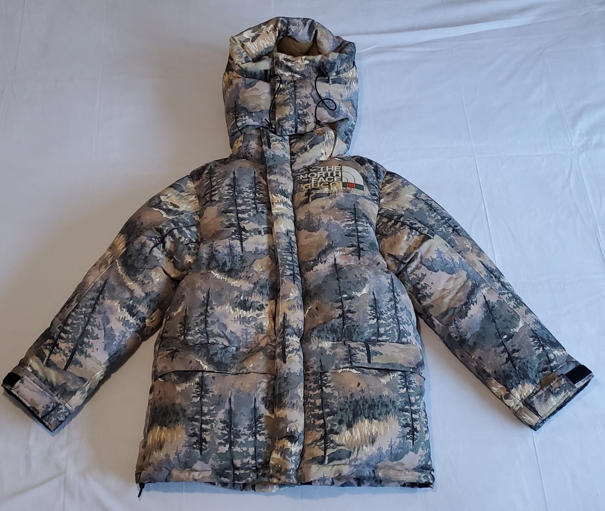 The North Face X Gucci Forest Print Down 700 Coat Jacket Women Sz 