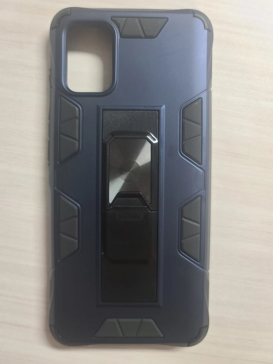 For Samsung Galaxy A51 Phone Hard Case w Metal Key Ring Kickstand Blue Blk