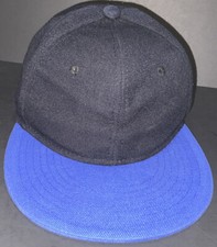 Plain Fitted Hat Pit Bull Blank Flat Brim Ball Cap two tone Black With Blue Brim