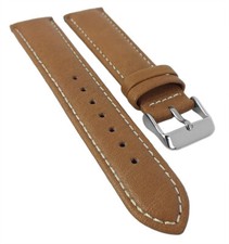 Bio-Kalb Bracelet Montre Cuir de Veau, Marron Clair Avec Clair Couture 30113