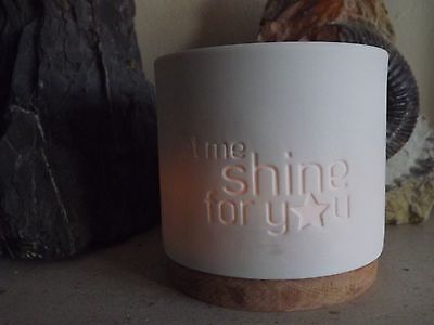 Porcelaine et bois Photophore pour petites et grandes bougies chauffe-plat-Blanc 