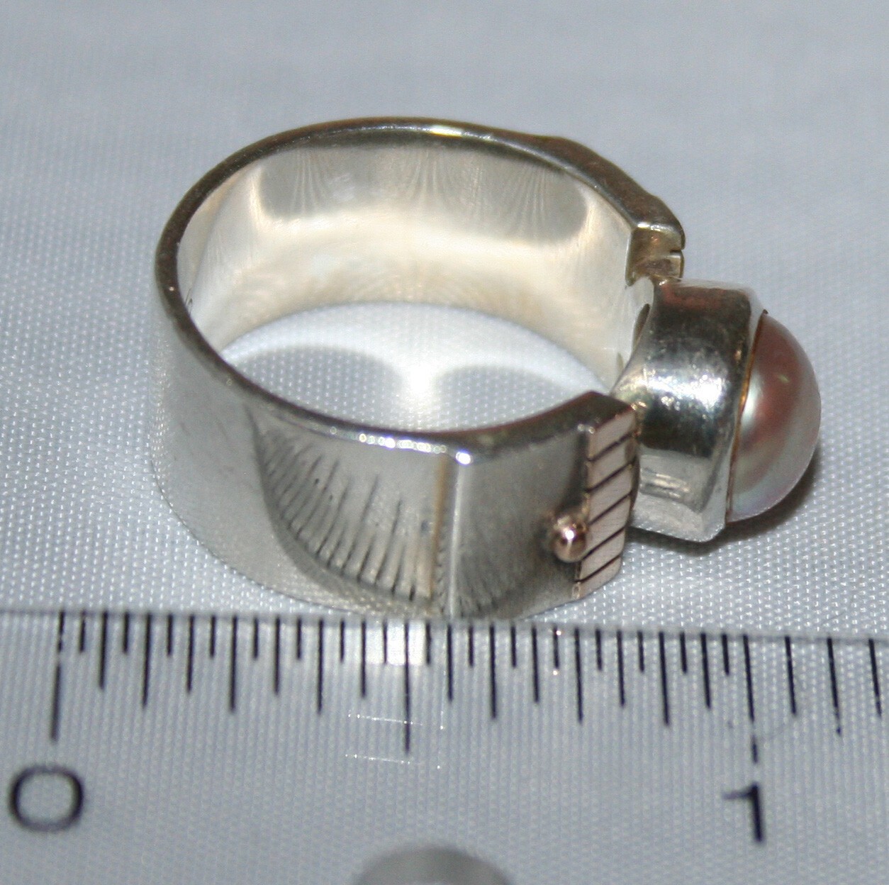 Silpada Rare HTF Pink Pearl & Gold Accent Band Sterling Silver Ring R0741 Size 7