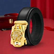 Microfiber Leather Mens Ratchet Belt, Belts For Men Adjustable Automatic Buckle