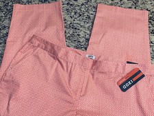 NWT 64 Izod Light Breathable Geo Pants White Orange Pink Size 16