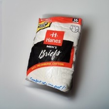 Vintage Mens Briefs Underwear Hanes USA 1997 Six Pairs Size 36 Cotton White New