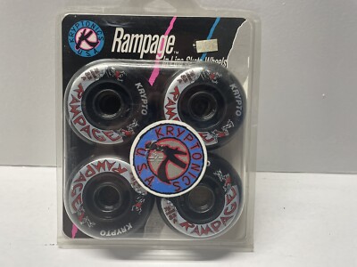 4 Inline Skate Wheels Kryptonics Rampage - 76MM 82A - New Old Stock 