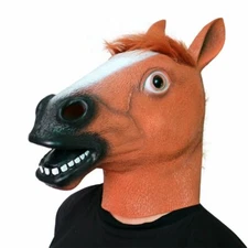 Adult Horse Head Latex Mask Bizarre Funny Animal Halloween Cosplay Prop US Stock