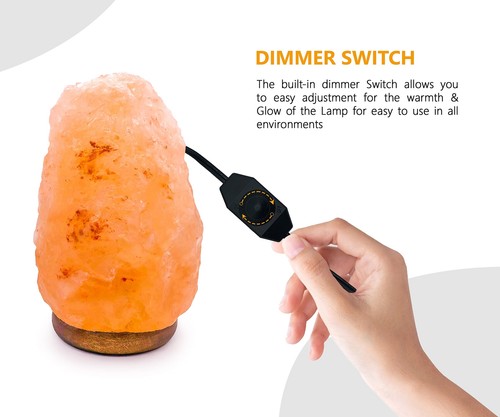 Himalayan Salt Lamp with Dimmer Switch - All Natural and Handcrafted with Wooden - Picture 4 of 7