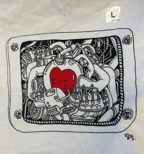 Uniqlo UT Korea Artist Charity BOBJANG Heart Shirt Men Large BNWT Asian Sizing - Picture 2 of 2