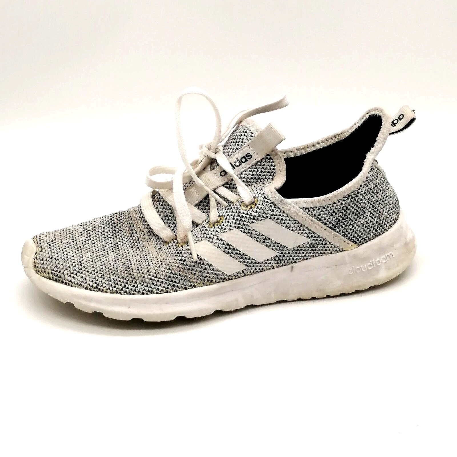 Sneaker da donna Adidas nere bianche scarpe da passeggio cloudfoam stringate punta rotonda 8