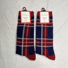 Mens 2 Pair Holiday Socks Club Room Plaid Seamless Cotton Blend Soft Stretch