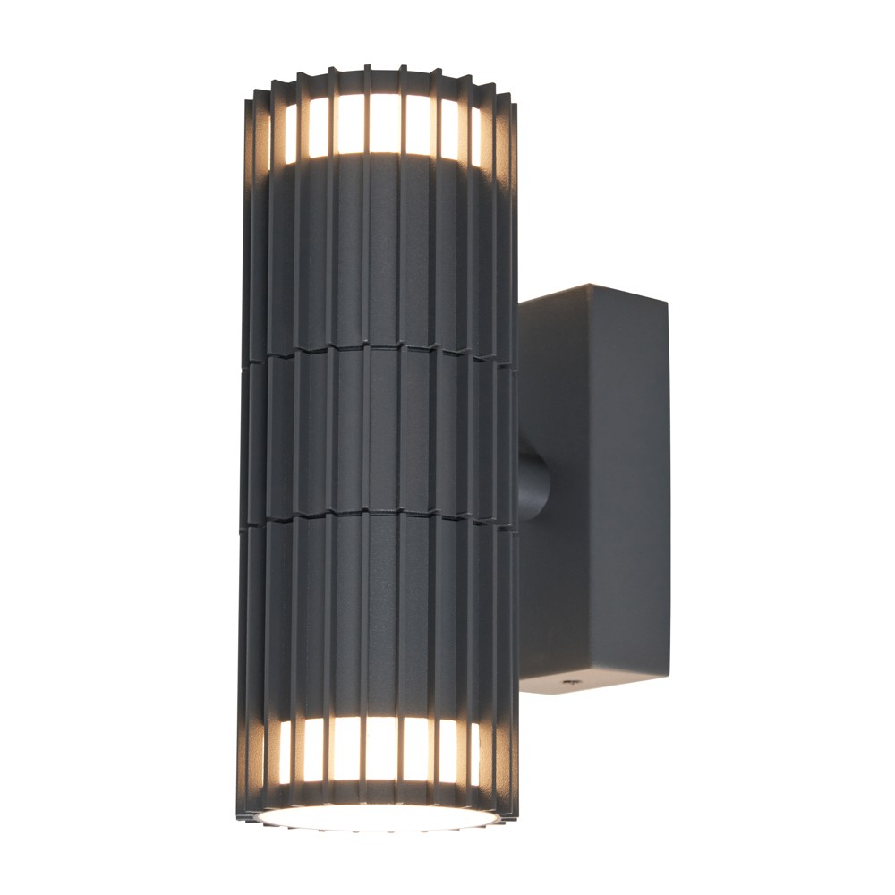 Litecraft Veda Wall Light Outdoor Ribbed Up & Down IP65 Fitting - Anthracite
