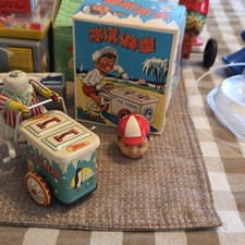 Vintage Tin Ice Cream Cart Toy with Box, Ages 4-7 8-11 Years