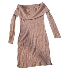 Top Chic Cowl Neck Sweater Dress Brown Long Sleeve Fitted Mini Womens Medium