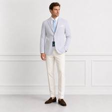 Men Boggi Milano Blazer Puro Cotton Summer Striped Size US50