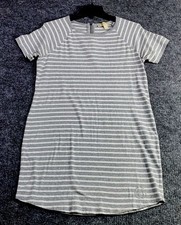 Michael Kors Women’s Gray And White Stripe T Shirt Dress Studded Logo Medium