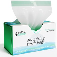 4 Gallon Drawstring Trash Bags - 0.5 Mil Strong - Small Garbage Bags - for Of...