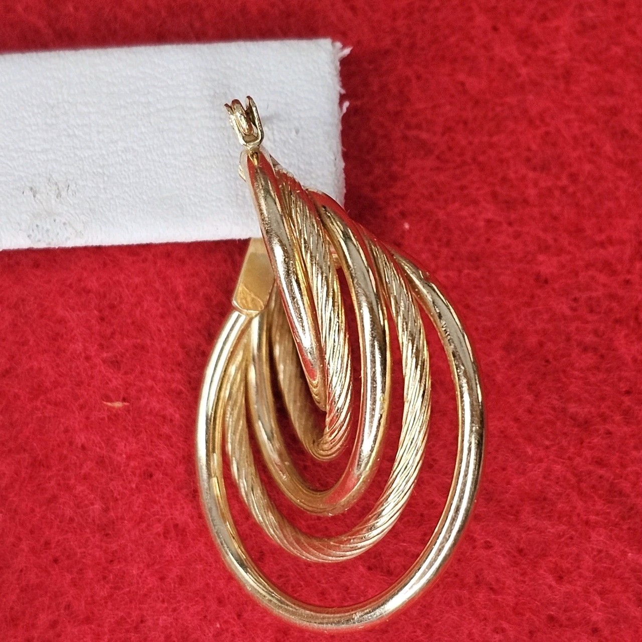 14K Solid Yellow Gold Multi-Layer Hoop Earrings E… - image 9