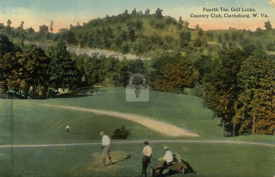 Fourth Tee Golf Links Country Club Clarksburg WV 1917 Color Postcard COPY