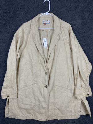 Anthropologie Pilcro Women's 1X Linen Blend Summer Blazer Cream Lagenlook