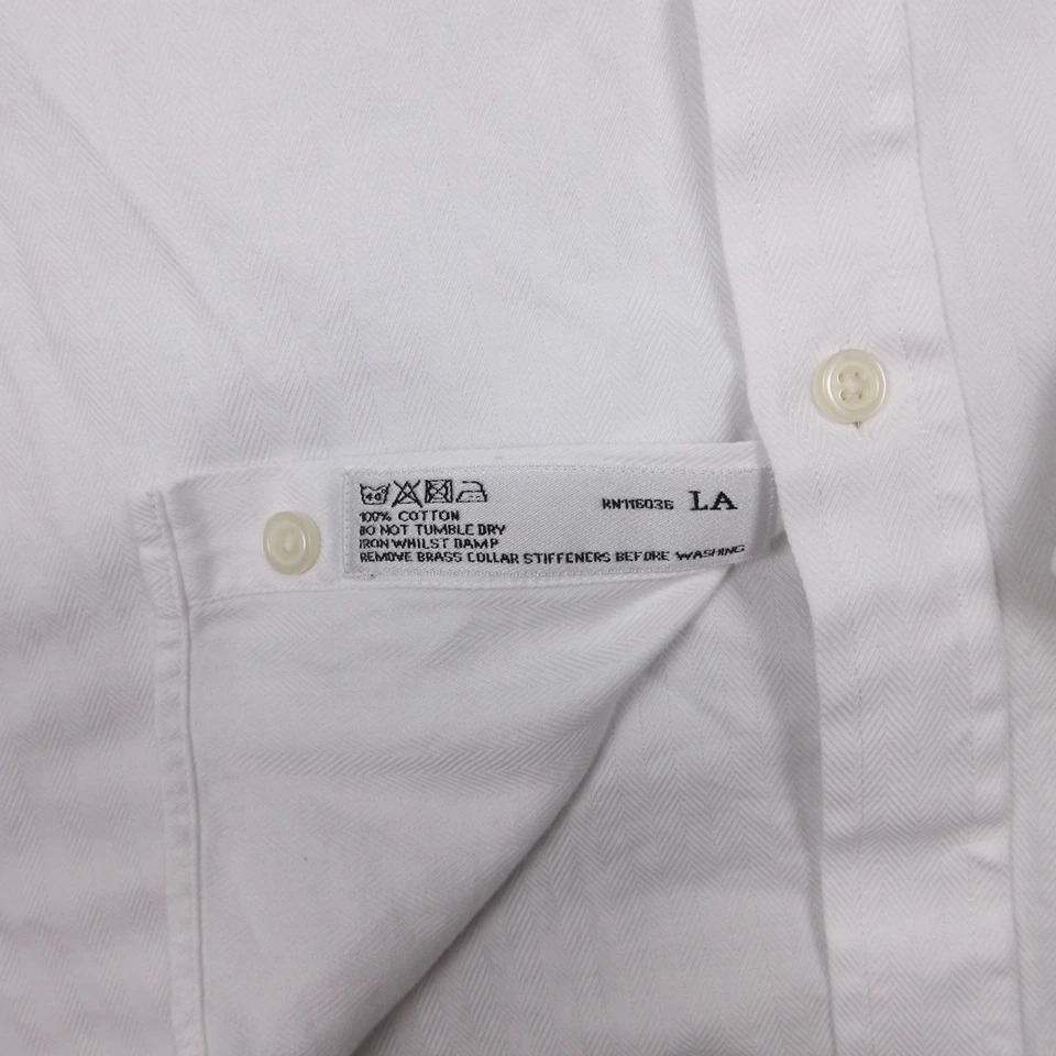 Charles Tyrwhitt Shirt Mens L 16 35 White Herringbone French Cuff Dress Button U - Image 4 of 4