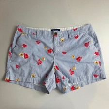 Old Navy Women's Mid-Rise Everyday Shorts 3.5" Inseam Floral Blue Stripe Size 12