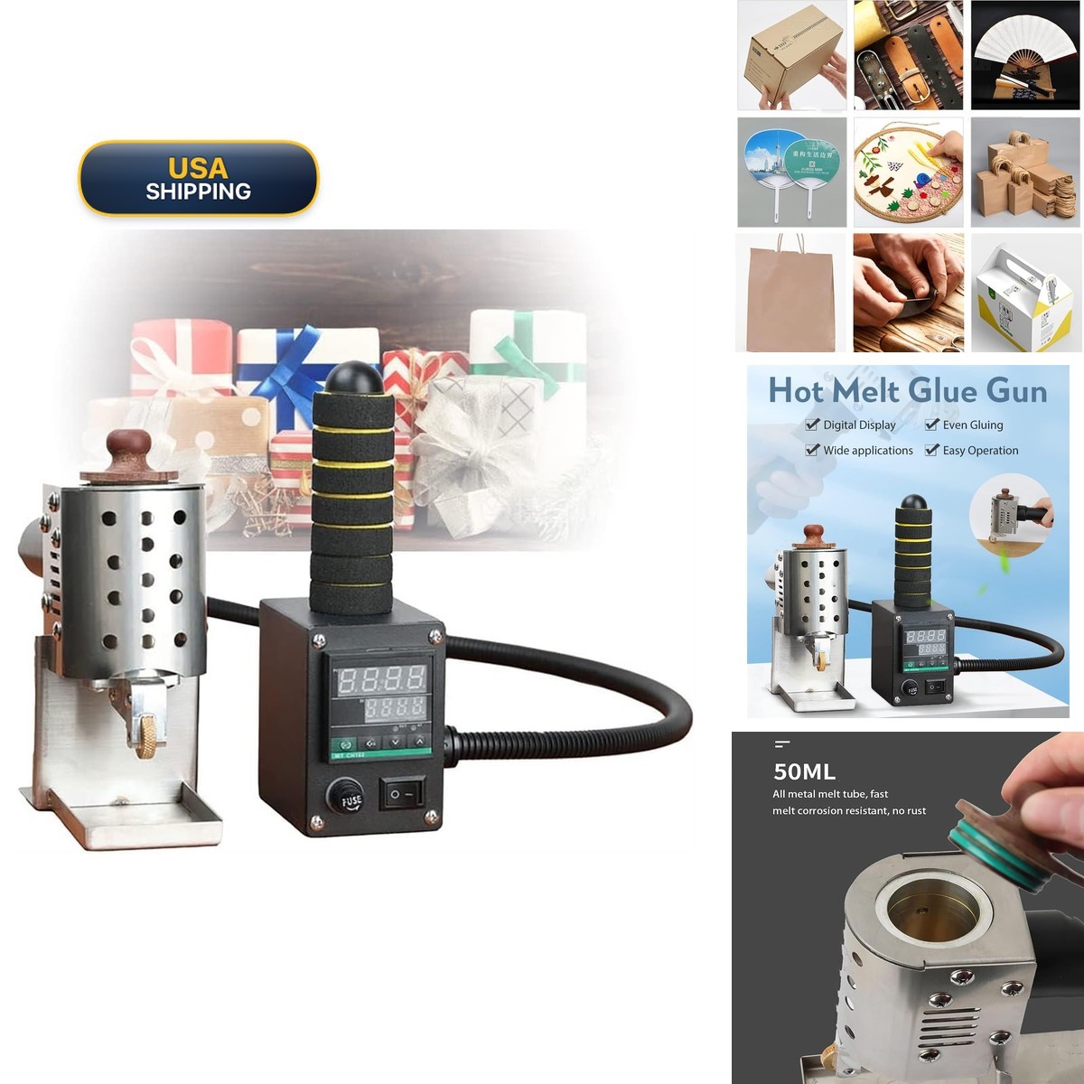 CHIPEL Handheld Hot Melt Glue Gun, 50ML Hot Melt Glue Rolling Gluing Machine