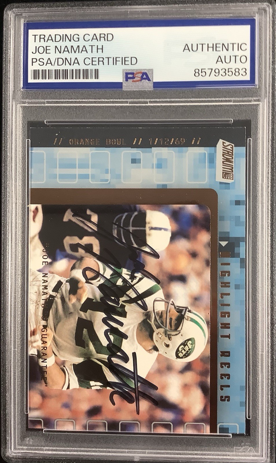 Joe Namath Signed 2001 Topps HRJN Football Card NY Jets HOF Autograph PSA/DNA
