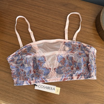 Cosabella Paradiso Bandeau Bra Floral Lace Pink Lilly/Luzerne Romantic M