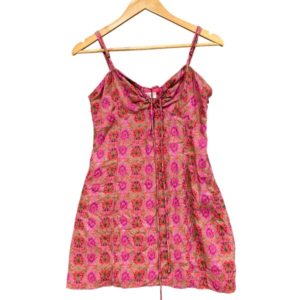 Tigerlily Dress Womens 10 Pink Floral Slip Mini Strappy Scoop Neck Lined Boho