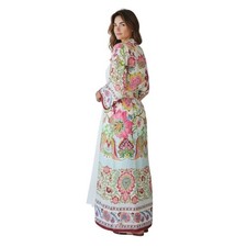 ZARA Floral Print Long Kimono Belted Duster Multicolor Size Large L
