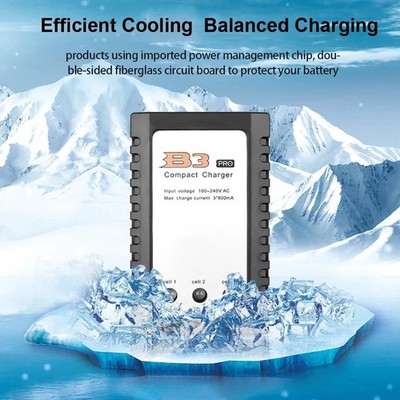 B3 Pro RC LiPo Battery Balance Charger 2S 3S 7.4V 11.1V Compact US Plug Adapter