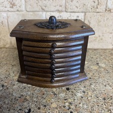 Vintage Set of 8 Wood  Cork Coasters w/ Wooden Box Holder