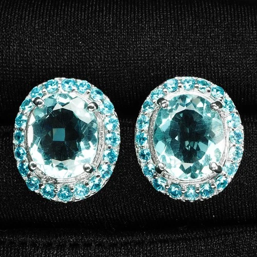 Pristine Sea Blue Aquamarine 6.70Ct 925 Sterling Silver Handmade Earrings Gift