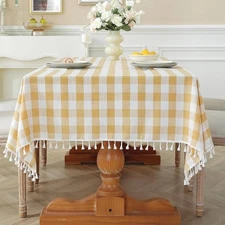 Yellow Checkered Tablecloth Buffalo Plaid 55x55 Square - New