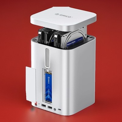 ORICO MiniTower Hybrid RAID Enclosure-1 NVME 2 HDD-10Gbps Mac Mini Port Xpansion