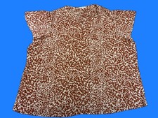 maurices 3X Blouse Womens Red White Graphic Short Sleeve Cap Made in USA Plus