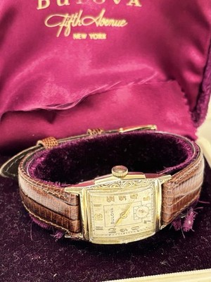 BULOVA Vintage 1950 s *+BOX&PAPERS* 10K Rolled Gold Men s Manual Tank Watch 10BM