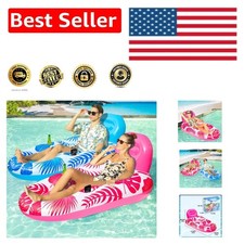Adult Pool Float Lounge Set - 2 Pack 65'' x 42'', Built-in Phone Drink Holder